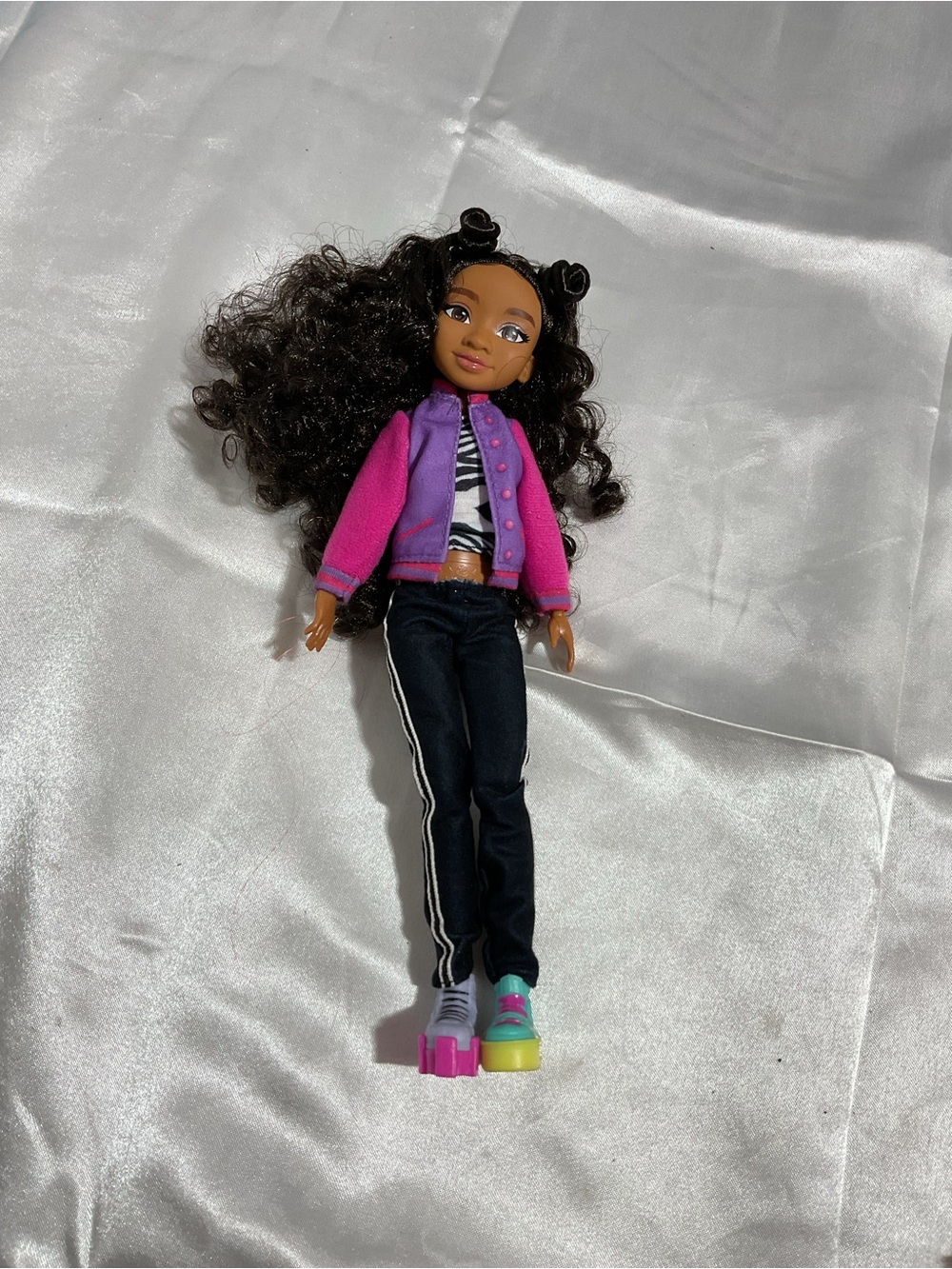 Fashion Doll with Pink and Purple Jacket and Colorful Shoes